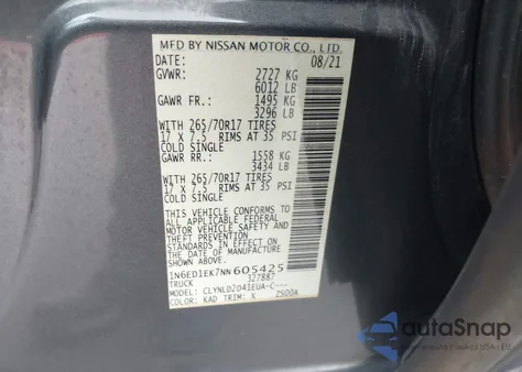 2022 Nissan Frontier Pro-4X 4X4 z USA, uszkodzony, nr VIN 1N6ED1EK7NN605425